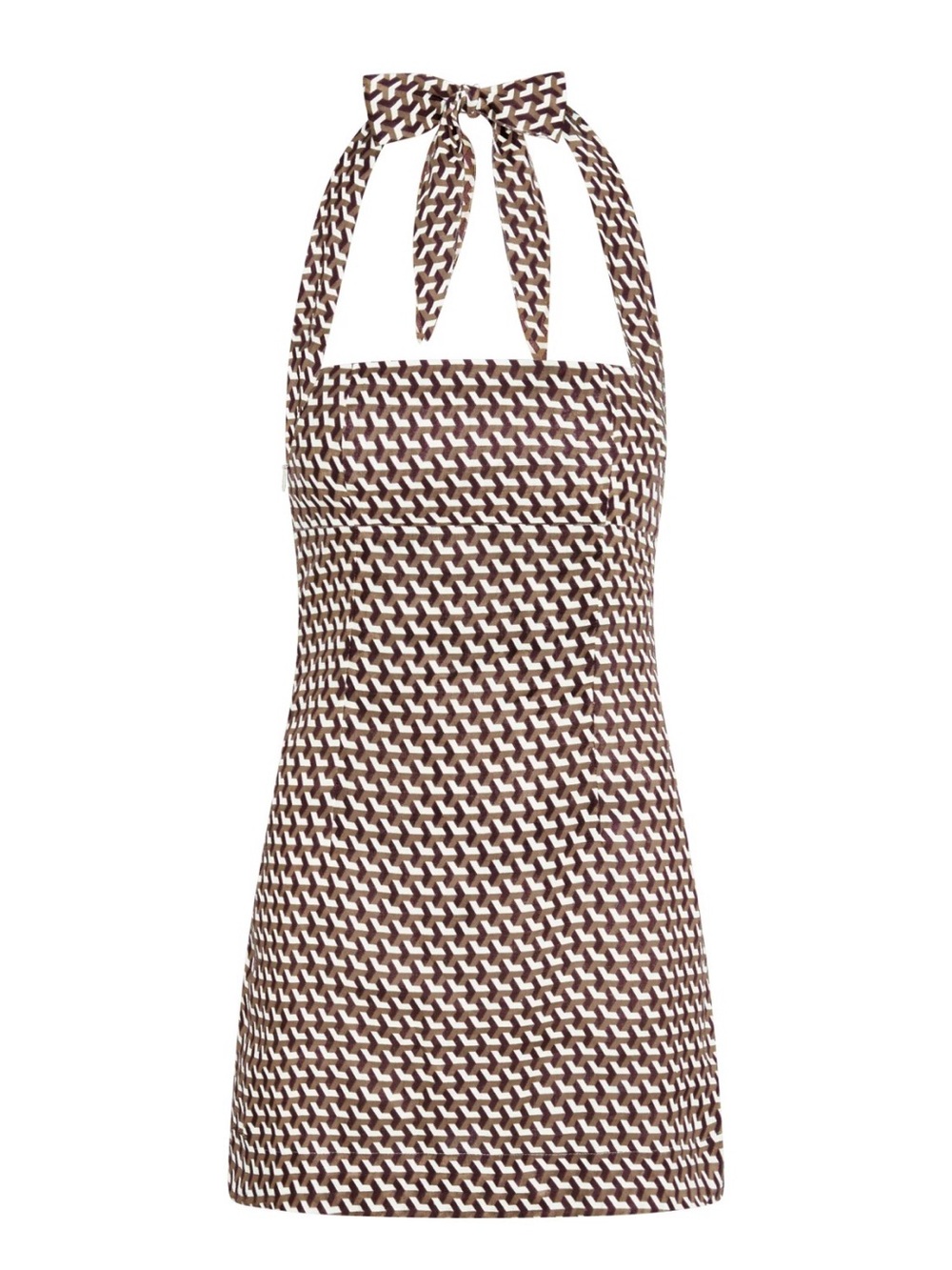 Monday Swimwear Brown & White Halter Mini Dress